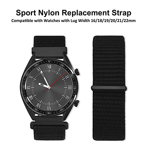 WOCCI 18mm Black Adjustable Nylon Watch Strap