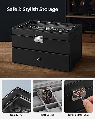 SONGMICS 20 Slot Black Men's Watch Box