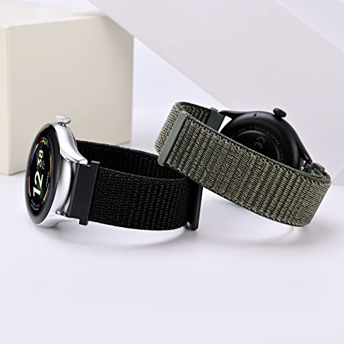 ANNEFIT 2Pcs Adjustable Nylon Watch Bands - Black & Green