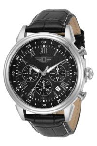 Invicta Men's Black Leather Chronograph Dress Watch