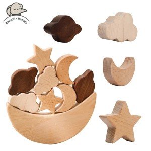 Montessori Wooden Star and Moon Balance Blocks