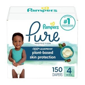 Pampers Pure Protection Size 4 Baby Diapers 150 Count