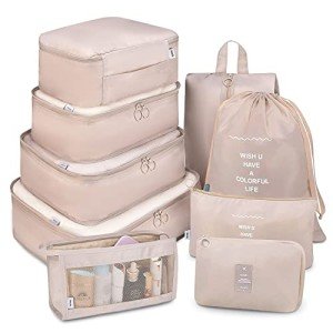 9-Piece Travel Packing Cube Set with Shoe Bag