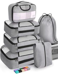 Travel Packing Cubes Set with Shoe Bag