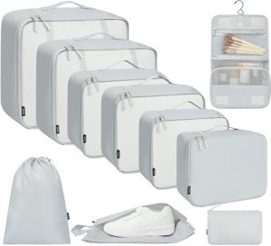 Light Grey Packing Cubes Set for Travel