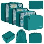 8-Piece Aqua Packing Cubes for Couples Travel
