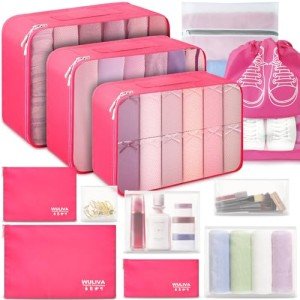 12-Piece Packing Cubes Set for Travel (Rose)