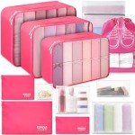 12-Piece Packing Cubes Set for Travel (Rose)