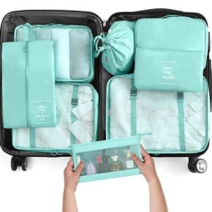 Travel Packing Cubes Set for Couples (Blue)