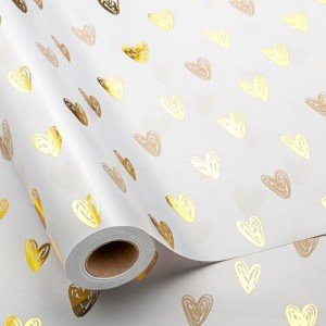 Golden Heart Wrapping Paper Roll for Special Occasions