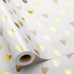 Golden Heart Wrapping Paper Roll for Special Occasions