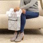 Elegant Silver Gift Bag with Tissue for Couples