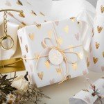 Golden Heart Wrapping Paper Roll for Special Occasions