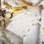 Golden Heart Wrapping Paper Roll for Special Occasions
