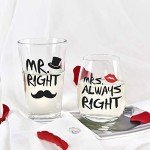 Funny Mr. Right & Mrs. Always Right Glass Set