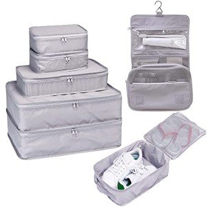 Travel Packing Cubes Set with Toiletry Kit