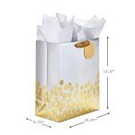 Large Silver Gift Bag with Gold Foil Dots