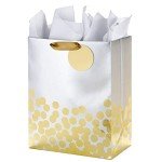 Large Silver Gift Bag with Gold Foil Dots