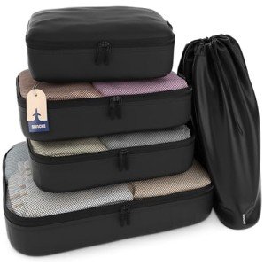 Shacke 5 Set Packing Cubes for Travel Lightweight Luggage Organizer (Air Black)