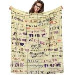 Buryeah Book Lovers Gifts Vintage Library Due Date Card Blanket Librarian Gifts Throw Blankets 60"x50" Vintage Library Card Themed Blanket for Book Club Bookworm Bookish