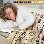 Buryeah Book Lovers Gifts Vintage Library Due Date Card Blanket Librarian Gifts Throw Blankets 60"x50" Vintage Library Card Themed Blanket for Book Club Bookworm Bookish