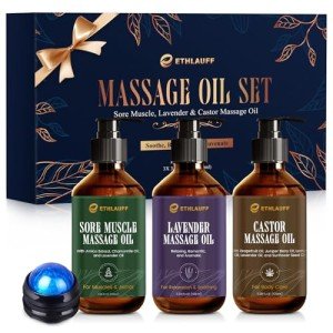 3 Pack Massage Oil for Massage Therapy, Sore Muscle Arnica Oil & Lavender Oil Massage Oil for Date Night, Spa Gift Set, Mothers Day Gifts, Small Gifts for Him Her