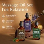3 Pack Massage Oil for Massage Therapy, Sore Muscle Arnica Oil & Lavender Oil Massage Oil for Date Night, Spa Gift Set, Mothers Day Gifts, Small Gifts for Him Her