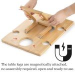 Youeon Portable Wine Picnic Table with 5 Wine Glasses Holder, Foldable Champagne Picnic Snack Table, Wine and Cheese Table for Picnic, Camping, Park, Beach, Wine Lover Gift