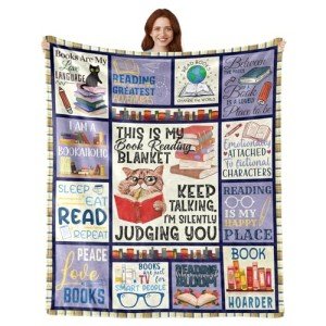 VHIKMLY Book Lovers Gifts Blanket, Gifts for Reader, Reading Literary Blanket 60"x50", Book Club Bookish Throw for Women