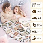 Book Lovers Gifts Blanket - Reading Blanket for Women Men - 60x80 Inches Cute Lap Size Reading Throw Blanket for Library - Soft Fuzzy Comforter for Couch Sofa Bed