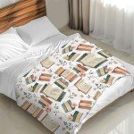 Book Lovers Gifts Blanket - Reading Blanket for Women Men - 60x80 Inches Cute Lap Size Reading Throw Blanket for Library - Soft Fuzzy Comforter for Couch Sofa Bed