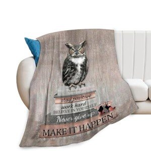 Owl Reading Blanket Inspirational Book Decor Throw Blanket Super Warm Soft Plush Lightweight Fleece Flannel Blanket Gifts for Readers Study Girls Boys Women Adults for Winter Couch Bedding 40"X50"