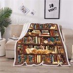 Juirnost Book Lovers Gifts Reading Blanket,Gifts for Book Lovers Women,Librarian Gifts Throw Blanket,Literary Gifts Ideas,Best Bookworm Gifts,Best Gifts for Bookworm,Cat Soft Throw Blanket 50"x60"