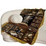 Book Lovers Gifts Blanket Bookish Bookshelf Throw Blanket Cozy Plush Fleece Flannel Reading Blankets for Girls Boys Women Men 50"X40"