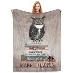 Owl Reading Blanket Inspirational Book Decor Throw Blanket Super Warm Soft Plush Lightweight Fleece Flannel Blanket Gifts for Readers Study Girls Boys Women Adults for Winter Couch Bedding 40"X50"