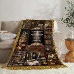 Book Lovers Gifts Blanket Bookish Bookshelf Throw Blanket Cozy Plush Fleece Flannel Reading Blankets for Girls Boys Women Men 50"X40"