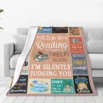 Book Blanket Reading Decor Throw Blanket Comfy Plush Flannel Fleece Warm Soft Fluffy Fuzzy Librarian Blanket Gifts for Book Lover Readers Girls Boys Women Teens Kids for Room Bed Sofa Couch 40"X50"
