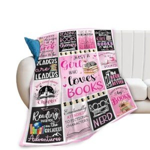 Book Blanket Fleece Soft Warm Plush Just A Girl Who Loves Books Throw Blanket Lightweight Plush Fuzzy Cozy Bookish Blanket Reading Gifts for Girls Women Readers Lovers for Couch Sofa Bed 50"X40"