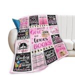 Book Blanket Fleece Soft Warm Plush Just A Girl Who Loves Books Throw Blanket Lightweight Plush Fuzzy Cozy Bookish Blanket Reading Gifts for Girls Women Readers Lovers for Couch Sofa Bed 50"X40"
