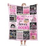 Book Blanket Fleece Soft Warm Plush Just A Girl Who Loves Books Throw Blanket Lightweight Plush Fuzzy Cozy Bookish Blanket Reading Gifts for Girls Women Readers Lovers for Couch Sofa Bed 50"X40"