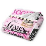 Book Blanket Fleece Soft Warm Plush Just A Girl Who Loves Books Throw Blanket Lightweight Plush Fuzzy Cozy Bookish Blanket Reading Gifts for Girls Women Readers Lovers for Couch Sofa Bed 50"X40"