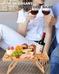 Portable Wine Picnic Table, Outdoor Portable Wine Table, Charcuterie Board with Wine Glass Holder - Includes Picnic Mat & Carry Bag