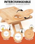 Portable Wine Picnic Table, Outdoor Portable Wine Table, Charcuterie Board with Wine Glass Holder - Includes Picnic Mat & Carry Bag