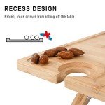 Tirrinia Portable Wine Picnic Table, Ideal Wine Gift for Women Men, Small Folding Wine Table & Cheese Tray with 4 Wine Glasses Holder for Camping, Park, Beach, Garden, Concerts,Wooden Leg