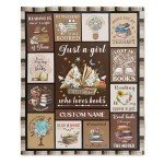Homiehug Just a Girl Who Loves Books Reading Custom Blanket Funny Throw Fleece Soft Lightweight Warm Cozy Plush for Bedding Couch Practical Gift Universal for Size 60''×80''for Adult