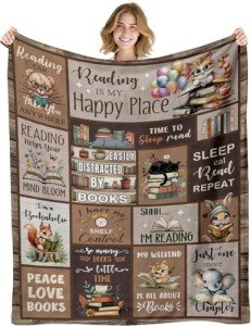 AXULUXAL Book Lovers Gifts, Gifts for Readers - Librarian Gifts Reading Throw Blankets 60"x50", Valentine's Day & Birthday Bookish/Reading Gifts for Book Lovers Women, Book Lover Literary Gift Ideas