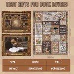 AXULUXAL Book Lovers Gifts, Gifts for Readers - Librarian Gifts Reading Throw Blankets 60"x50", Valentine's Day & Birthday Bookish/Reading Gifts for Book Lovers Women, Book Lover Literary Gift Ideas