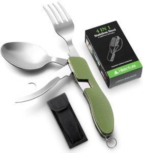 HIKENTURE 4-in-1 Camping Utensil Set - Army Green