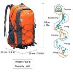 Lightweight Waterproof Hiking Backpack - 40L, Orange
