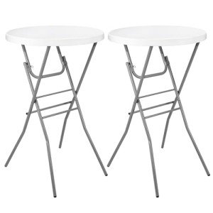 Byliable Cocktail Table 28in Folding Round High Top Indoor Outdoor with Removable Legs, Tall Bistro Foldable Bar Height Table for Parties, Patio, Backyard, Dining, Wedding, White- 2PCS